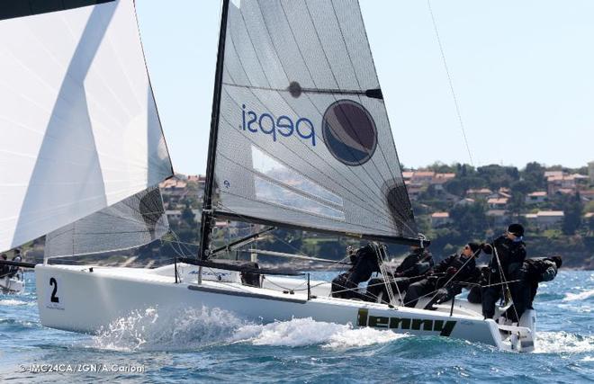 Former 470-class Olympian, also Melges 24 Corinthian World and European Champion Tõnu Tõniste from Estonia on Lenny EST790 is the second best in Corinthian leaderboard ©  IM24CA / ZGN / Andrea Carloni